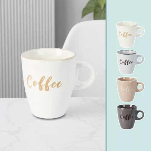 Kávésbögre 'Coffee' felirattal - 220 ml, krémfehér színben