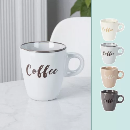 Kávésbögre 'Coffee' felirattal - 220 ml, szürke színben