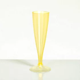 Parti pezsgős pohár 4db, műanyag, 130ml - sárga színben