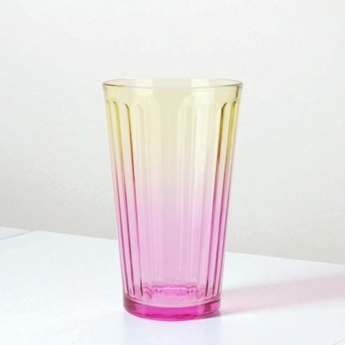 Ombre színes üvegpohár 470 ml - sárga-rózsaszín