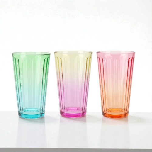 Ombre színes üvegpohár 470 ml - rózsaszín-narancssárga