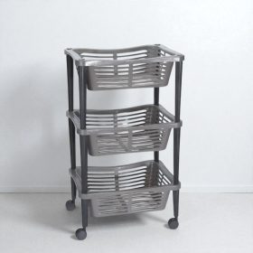 Konyhai 3 szintes gurulós tároló - bézs színben