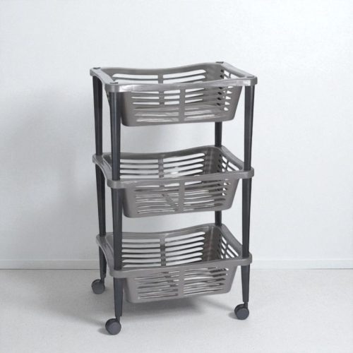 Konyhai 3 szintes gurulós tároló - bézs színben