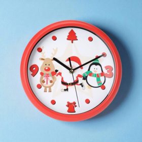   Karácsonyi falióra - Pingvin, rénszarvas és télapó mintás