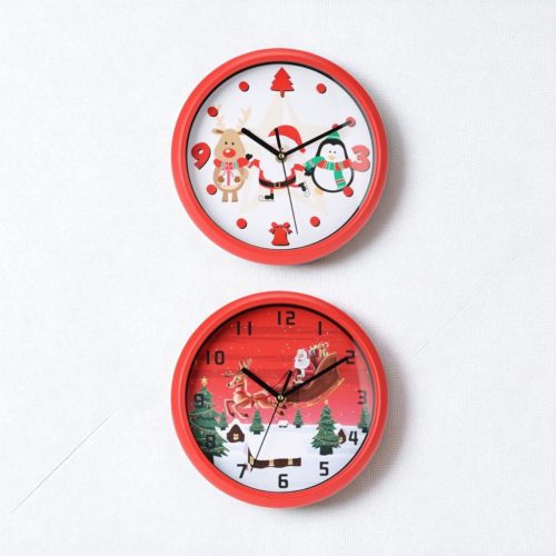 Karácsonyi falióra - Pingvin, rénszarvas és télapó mintás