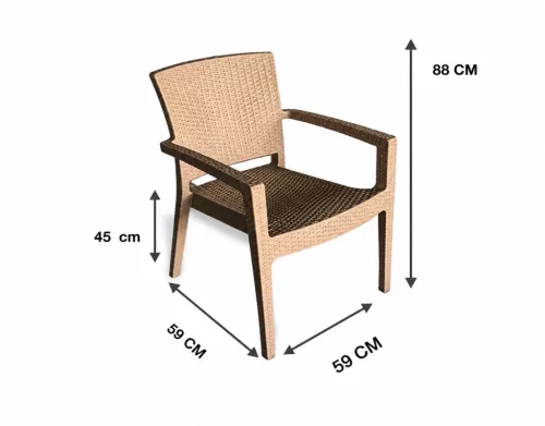 BARAW rattan karfás szék barna
