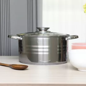 Lábas üveg fedővel, rozsdamentes acél, 5,4 L, 24 cm