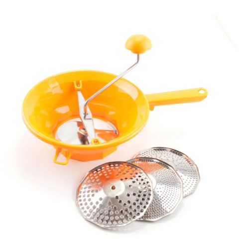 Hal- és paradicsompasszírozó 24 cm 3 betétes TILLY műanyag sárga