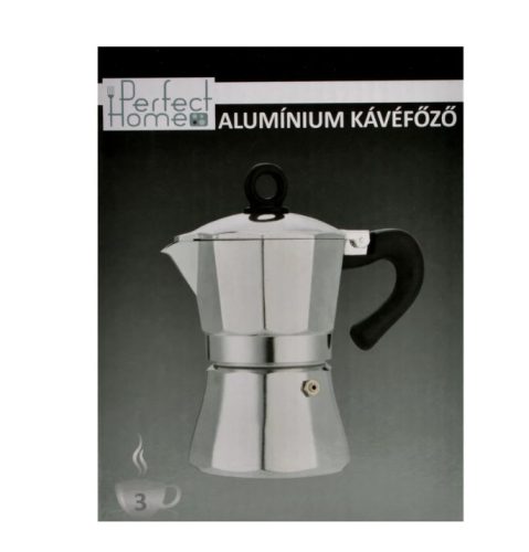 Kotyogós Kávéfőző 3 személyes fényes alumínium Perfect Home
