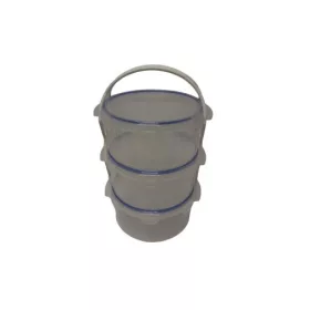   Átlátszó hermetikusan záródó műanyag ételhordó 3x1,4L