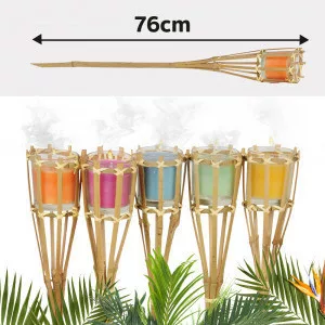 Bambusz fáklya citronella gyertyával üvegben 76cm
