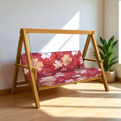 Hintaágy párna 120 cm 2 részes rózsavörös vanília virágos mintával