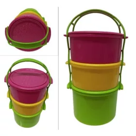 Műanyag ételhordó 3 részes 2x1,5 L+2 L