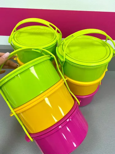 Műanyag ételhordó 3 részes 2x1,5 L+2 L