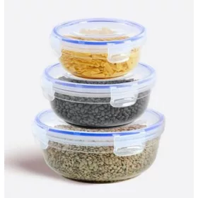   Kerek ételtartó 3 db-os szett patentzáras 0,8+1,35+2,25 literes