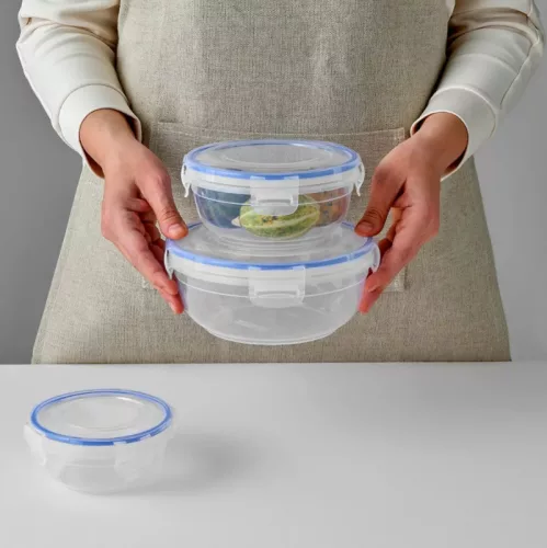 Kerek ételtartó 3 db-os szett patentzáras 0,8+1,35+2,25 literes