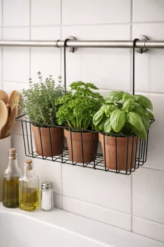  Ajtóra akasztható tároló kosár 28X12,5X25 cm