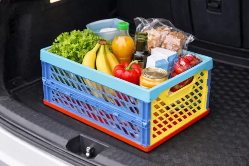 PLASTEXPRESS Rekesz összecsukható színes  34,5x23,5x16,5 cm