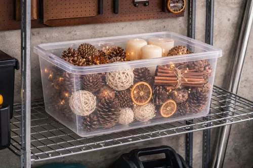 Doboz fedeles átlátszó 34x23,7x21 cm