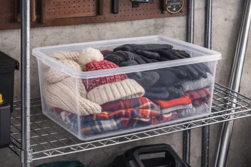 Doboz fedeles átlátszó 34x23,7x21 cm