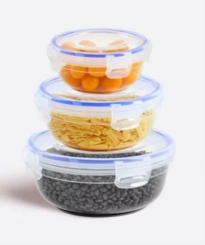 Ételtartó műanyag kerek patentzáras  3 db-os szett 400 800 1350 ml