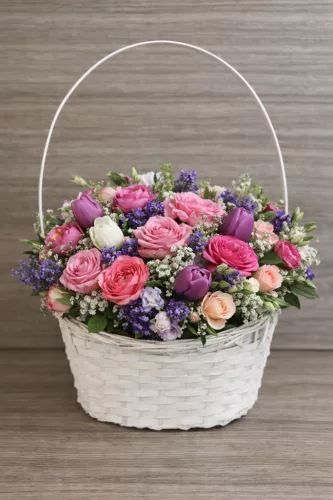 Csemegekosár fehér bambusz 