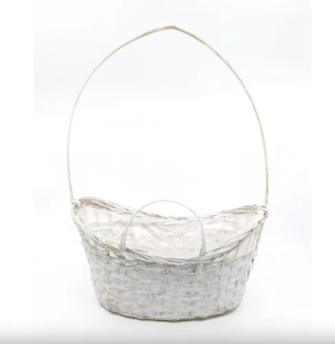 Csemegekosár fehér bambusz 