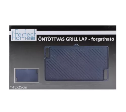 Perfect Home BBQ Grill lap 2 oldalas 45x25 cm csőrös öntöttvas