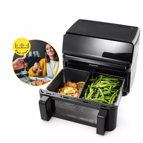 GOURMETMAXX Airfryer forrólevegős fritőz Digitális Vario kétkamrás 9L 2700W