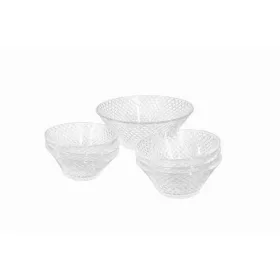   SOLITAIRE Salátástál desszertes szett 1 nagy 6 kis tál 21x9,7 12,5x6 cm üveg