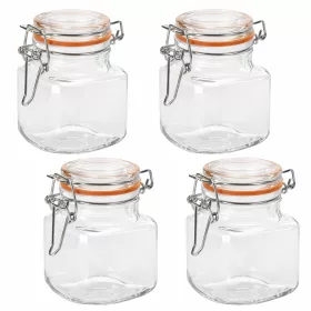 Tároló üveg csatos tetővel 32,3x8,4x6 cm szögletes 4db