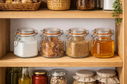 Tároló üveg csatos tetővel 32,3x8,4x6 cm szögletes 4db