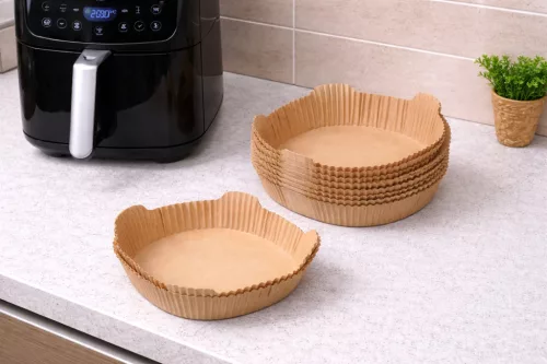 Air fryer szögletes sütőpapír tálca füllel 20 cm 50 darab
