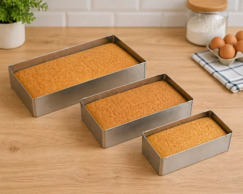 Tortaforma 3 darab téglalap alakú 25x15x4,5 cm