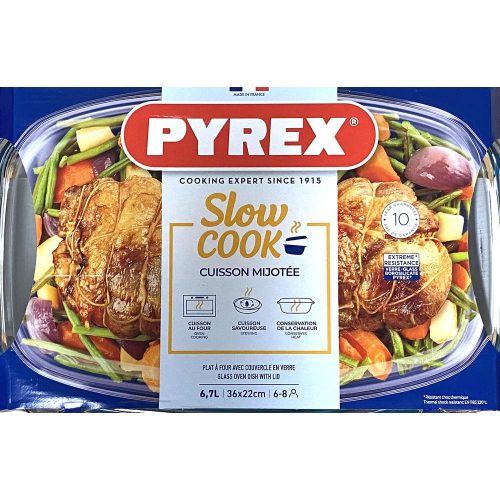Pyrex ESSEN szögl.sütőtál+fedő 6,7l (4,4l+2,3l)