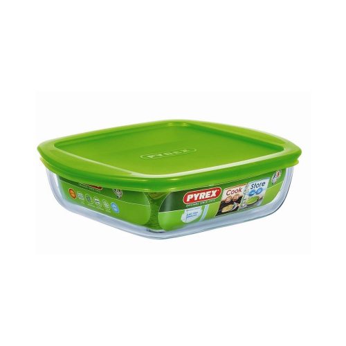 Pyrex COOK&STORE szögl. sütőtál+műa.fedő 20x17 cm 1l