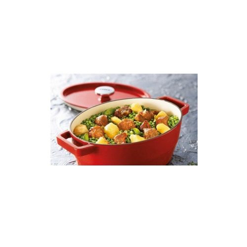 Pyrex öntöttvas, zománcozott sütőtál ovál 28cm 3,3 L PIROS