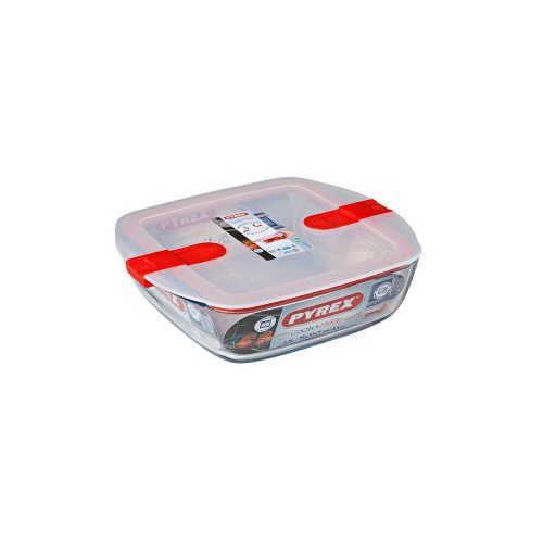 Pyrex COOK&HEAT szögl. sütőtál+műa. tető 25x22x7 cm 2,2l