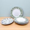 Quality Ceramic LA BELLE kerámia étkészlet zöld-kék virágos (18 részes)