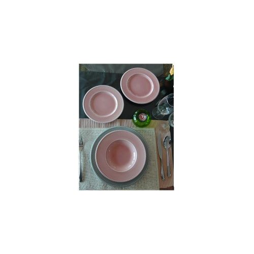 Quality Ceramic LUXE kerámia étkészlet rózsaszín-szürke (18 részes)