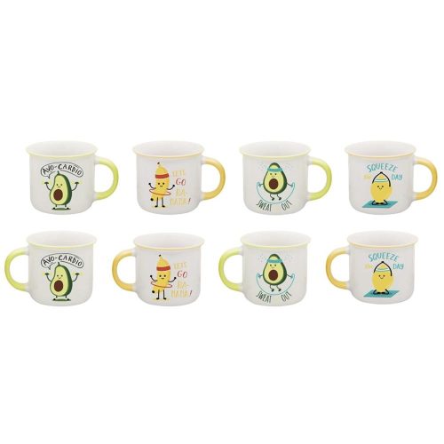 Porcelán bögre (avokádó, citrom, banán) dekor 35 cl
