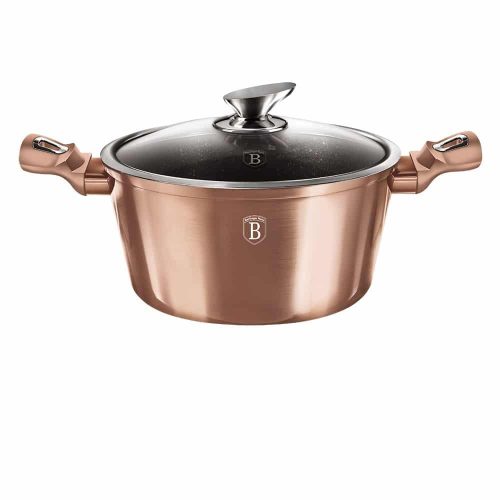 Berlinger Haus ROSE GOLD bevonatos LÁBOS üveg fedővel  24cm 4,1l / BH-1515N / 