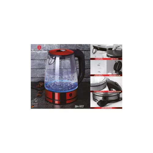 Berlinger Haus BURGUNDY elektromos VÍZFORRALÓ 1,7l 2200W / BH-9117 /