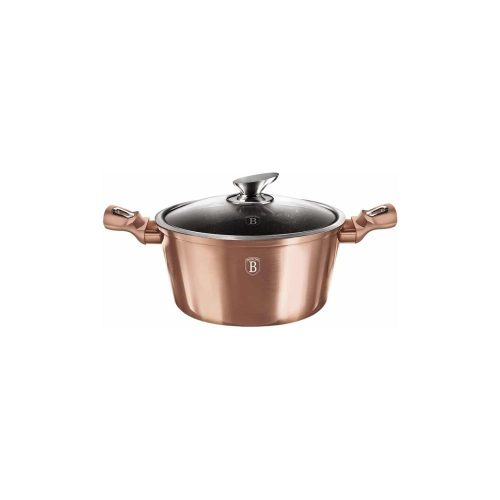 Berlinger Haus ROSE GOLD bevonatos LÁBOS üveg fedővel  28cm 6,1l / BH-1516N /