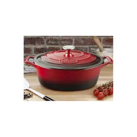   La Cuisine RED öntöttvas ovál sütőtál+fedő 29x23x11cm 4,75L