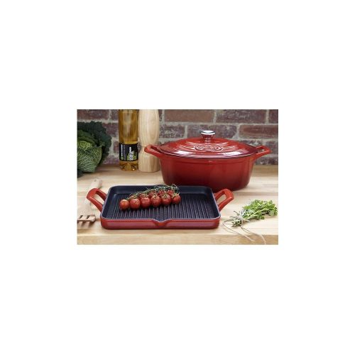 La Cuisine RED öntöttvas grillsütő 29 x 26 cm (2 fülű)