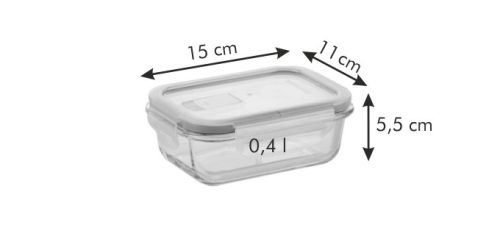 Tescoma FRESHBOX GLASS téglalap alakú ételtároló doboz, 0,4 l