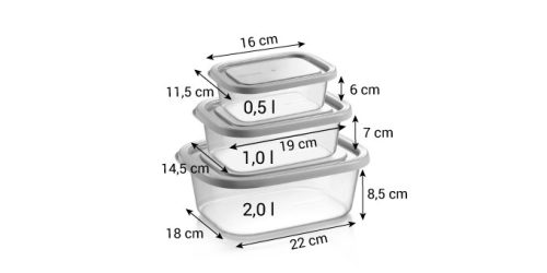 Tescoma 4FOOD tárolódoboz fagyasztóba, 3 db, 0,5 - 1,0 - 2,0 l