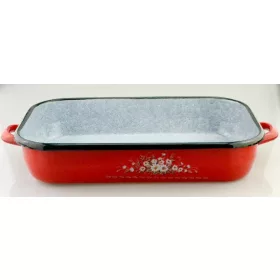   TEPSI MÁRVÁNYOZOTT ZOMÁNC PIROS FÜLLEL M: 6,5CM SZ: 22,5CM H:34,5CM