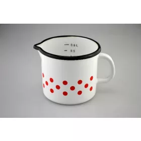 KIÖNTŐ FEHÉR ZOMÁNC PIROS PÖTTYÖS 0,6L